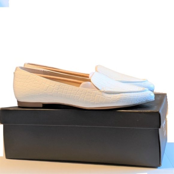 Jones NY White Faux Croc Ballet Flats 8.5 New/Box